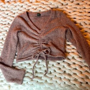 Ultra-soft Cropped Cinch-Front Sweater